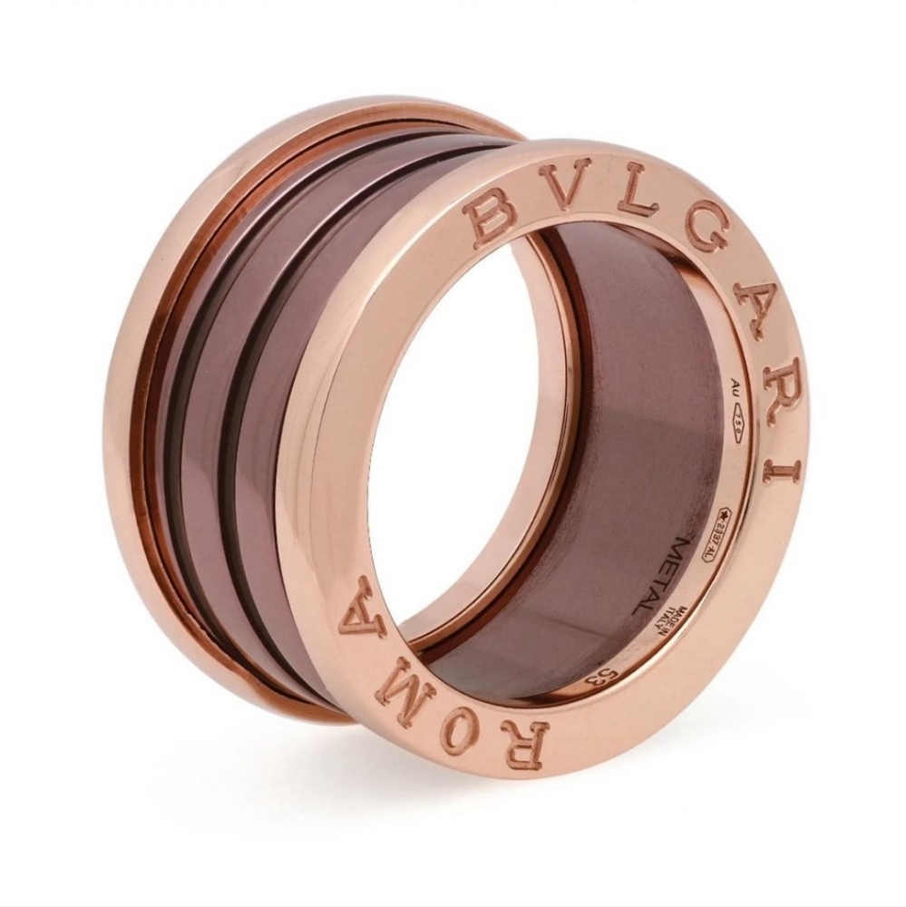Bvlgari ROMA CRRPSE 55 AU 750 B.Zero1 Four Band Ring 18K Rose Gold Ceramic New